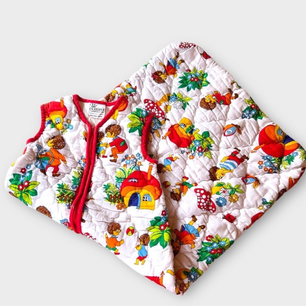Vintage Quilted Hedgehog Print Sleep Sack Stampelsachen Germany OS